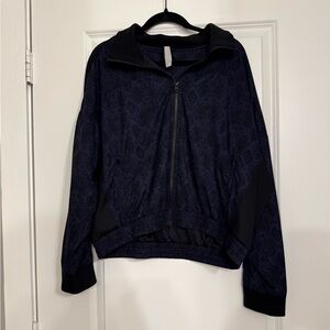 Athleta Brooklyn Track Bomber Jacket XL Blue Python Print Full Zip